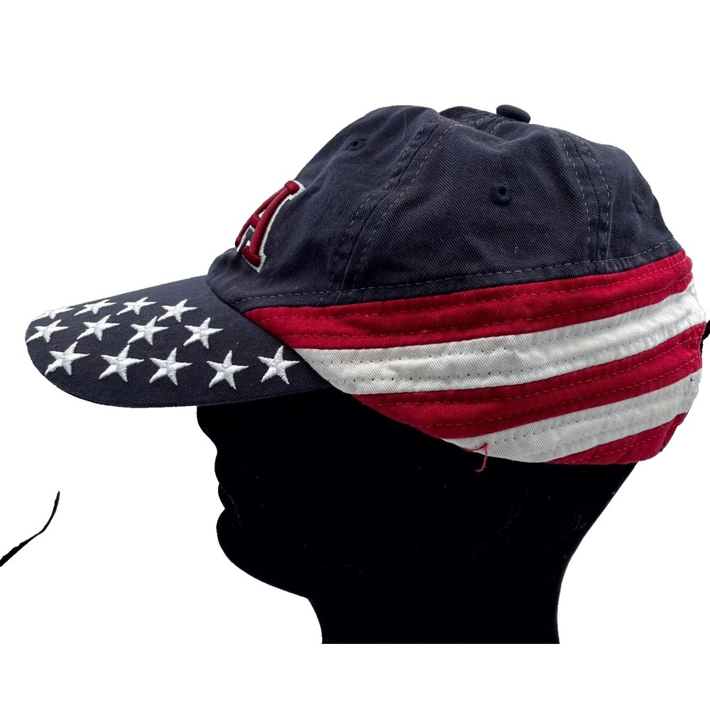 All Over Print USA Flag One Size Navy Blue Striped Strapback Baseball Hat